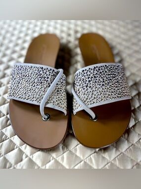 Elegant Paul Green Golden Bronze Women's Jeweled Slide Sandals, Size 7, NWOB